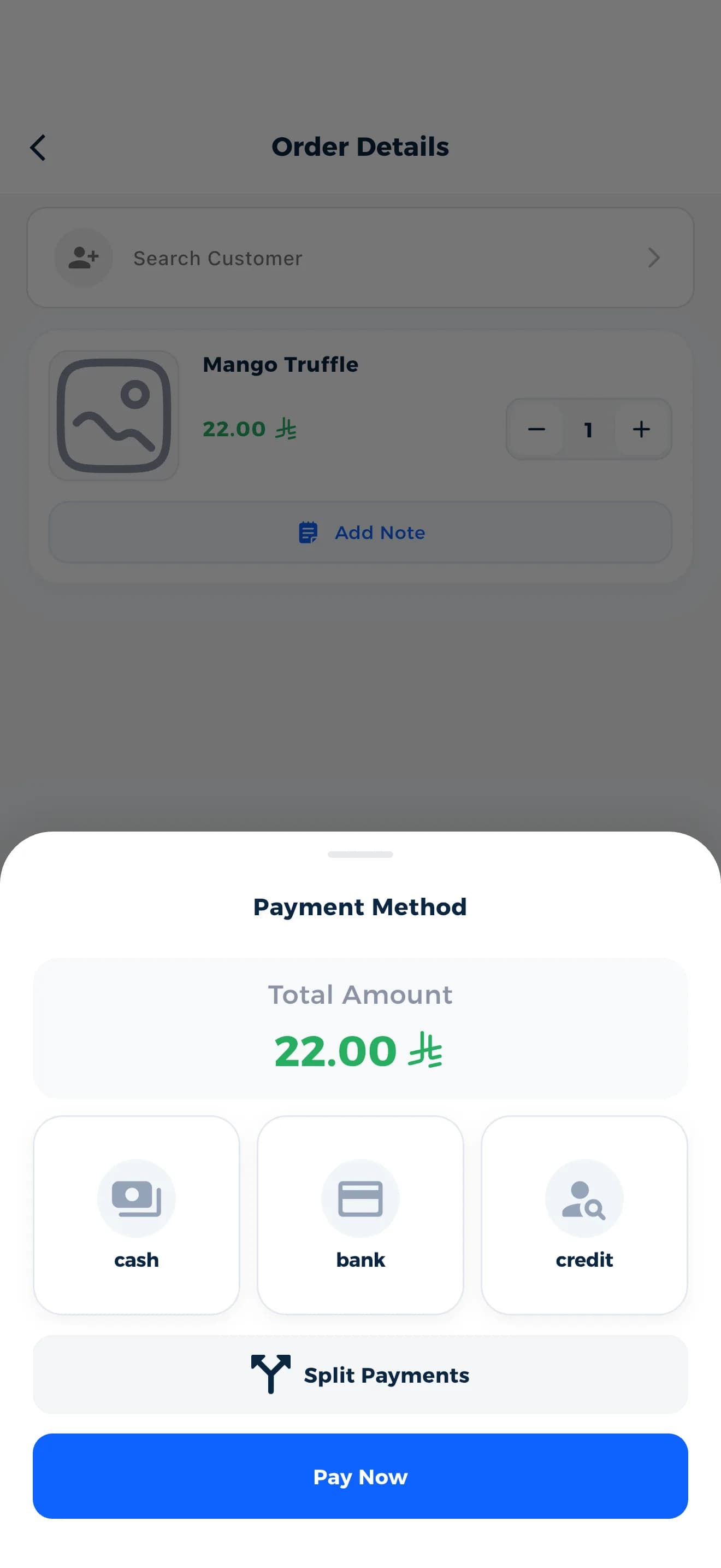 Alpha Cashier sales interface